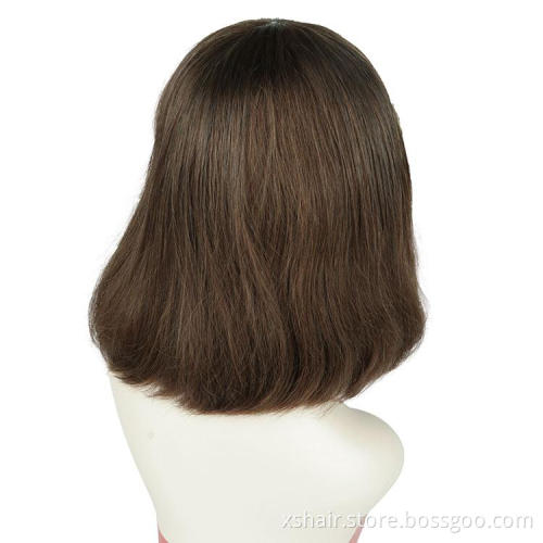 10A Human Hair Wig With Bangs Straight Short Bob Wig With Bang  Machine Made Colored Human Hair Wigs